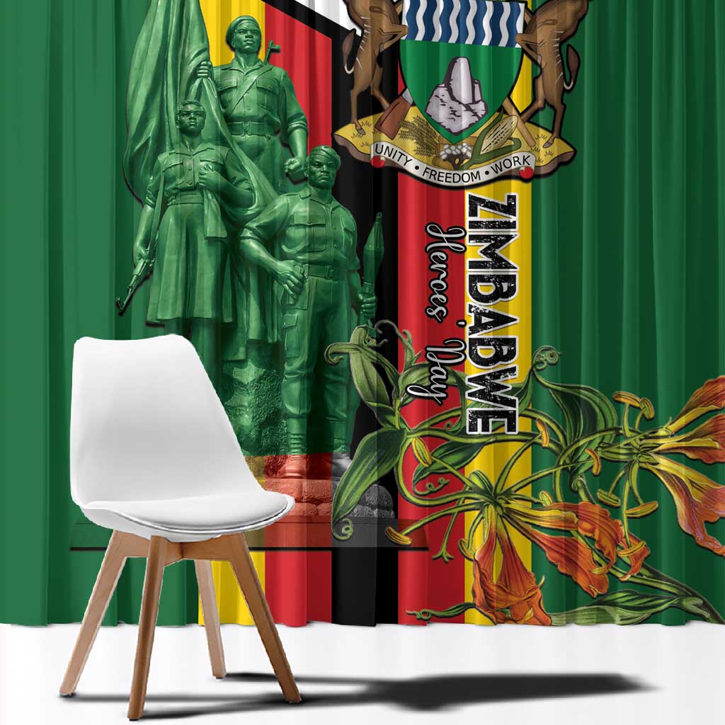 Zimbabwe Heroes' Day Window Curtain Nyika yeZimbabwe Monument - Coat Of Arms - African Pride