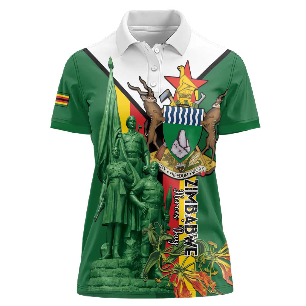 Personalized Zimbabwe Heroes' Day Women Polo Shirt Nyika yeZimbabwe Monument - Coat Of Arms - African Pride