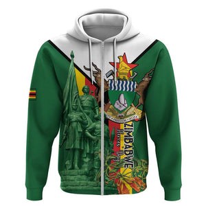 Personalized Zimbabwe Heroes' Day Zip Hoodie Nyika yeZimbabwe Monument - Coat Of Arms - African Pride