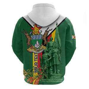 Personalized Zimbabwe Heroes' Day Zip Hoodie Nyika yeZimbabwe Monument - Coat Of Arms - African Pride