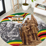 Happy Heroes Day Zimbabwe Round Carpet Unity Freedom Work - African Pride