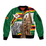 Happy Heroes Day Zimbabwe Sleeve Zip Bomber Jacket Unity Freedom Work - African Pride