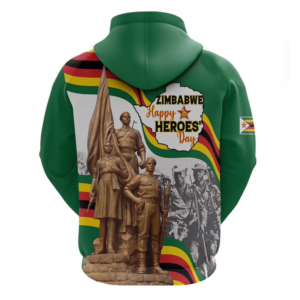 Happy Heroes Day Zimbabwe Zip Hoodie Unity Freedom Work - African Pride