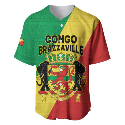 Personalized Republique du Congo Baseball Jersey Coat Of Arms African Pattern - African Pride