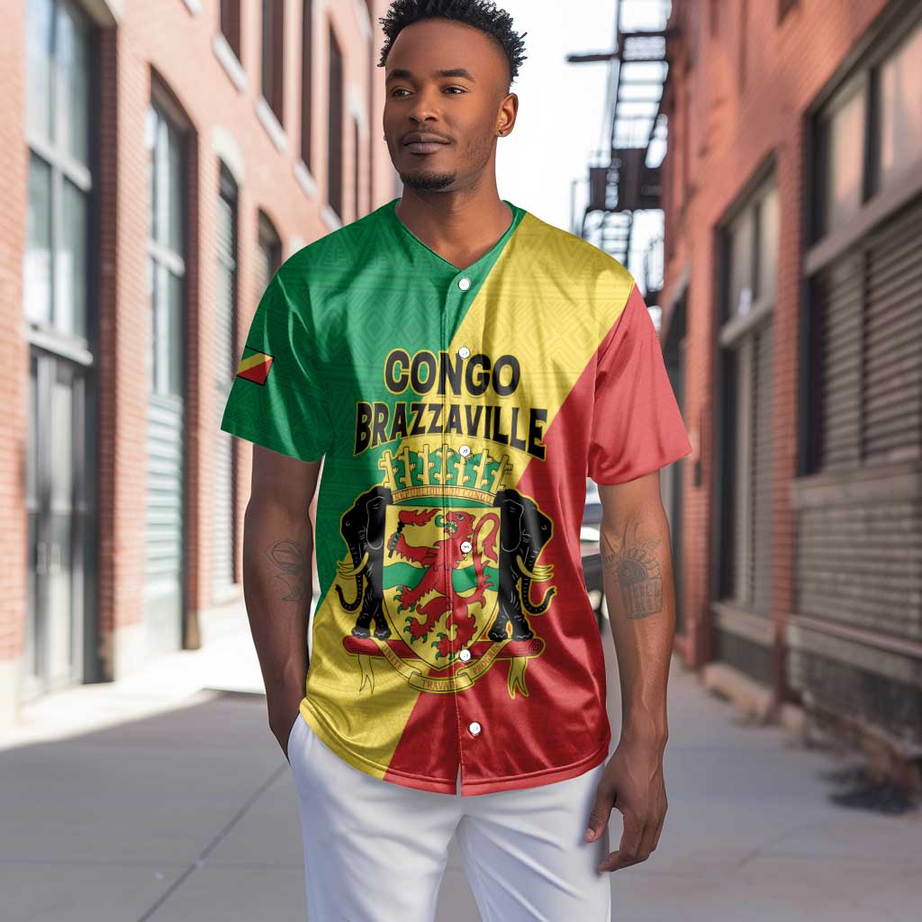Personalized Republique du Congo Baseball Jersey Coat Of Arms African Pattern - African Pride