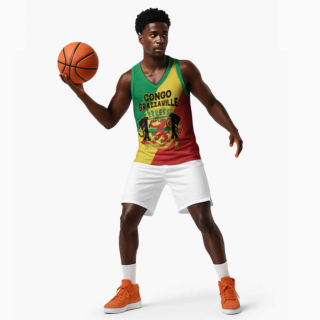 Personalized Republique du Congo Basketball Jersey Coat Of Arms African Pattern LT15