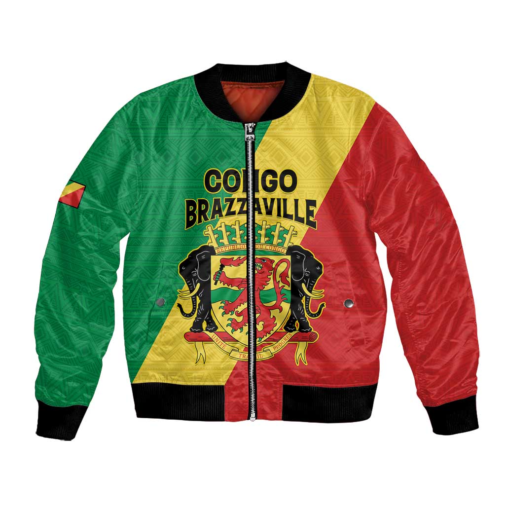 Personalized Republique du Congo Bomber Jacket Coat Of Arms African Pattern - African Pride