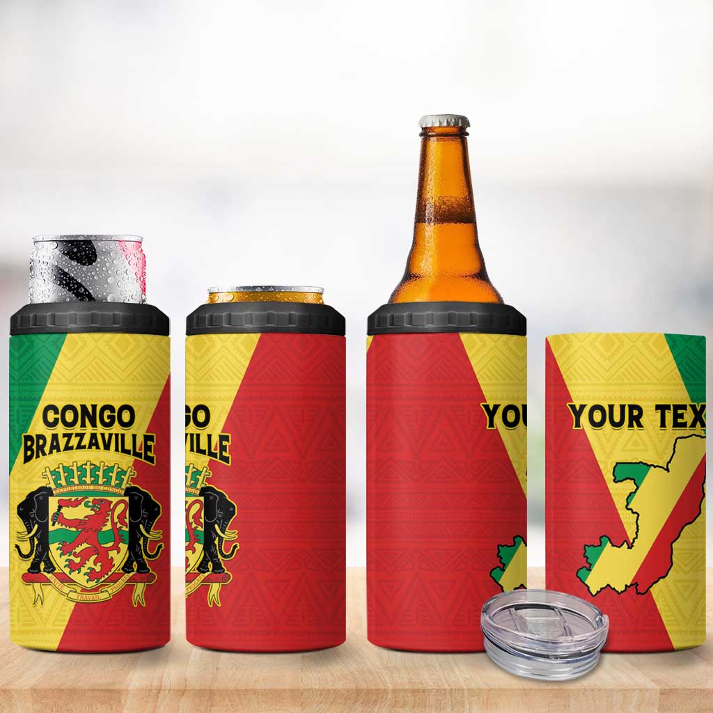 Personalized Republique du Congo 4 in 1 Can Cooler Tumbler Coat Of Arms African Pattern - African Pride