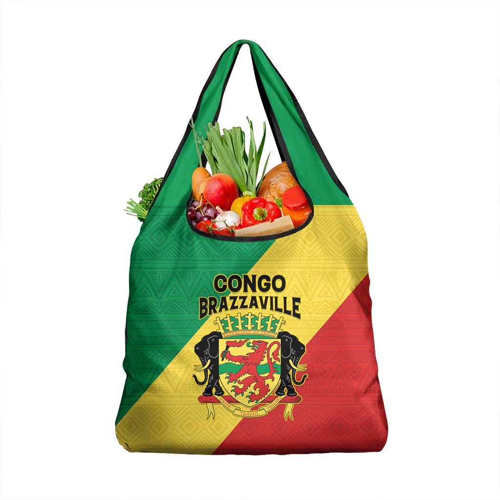 Republique du Congo Grocery Bag Coat Of Arms African Pattern - African Pride