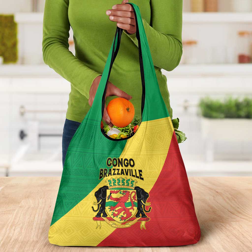Republique du Congo Grocery Bag Coat Of Arms African Pattern - African Pride