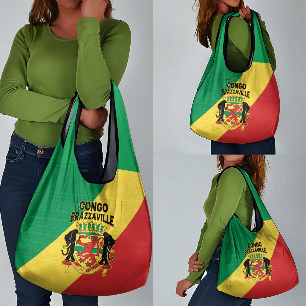 Republique du Congo Grocery Bag Coat Of Arms African Pattern - African Pride
