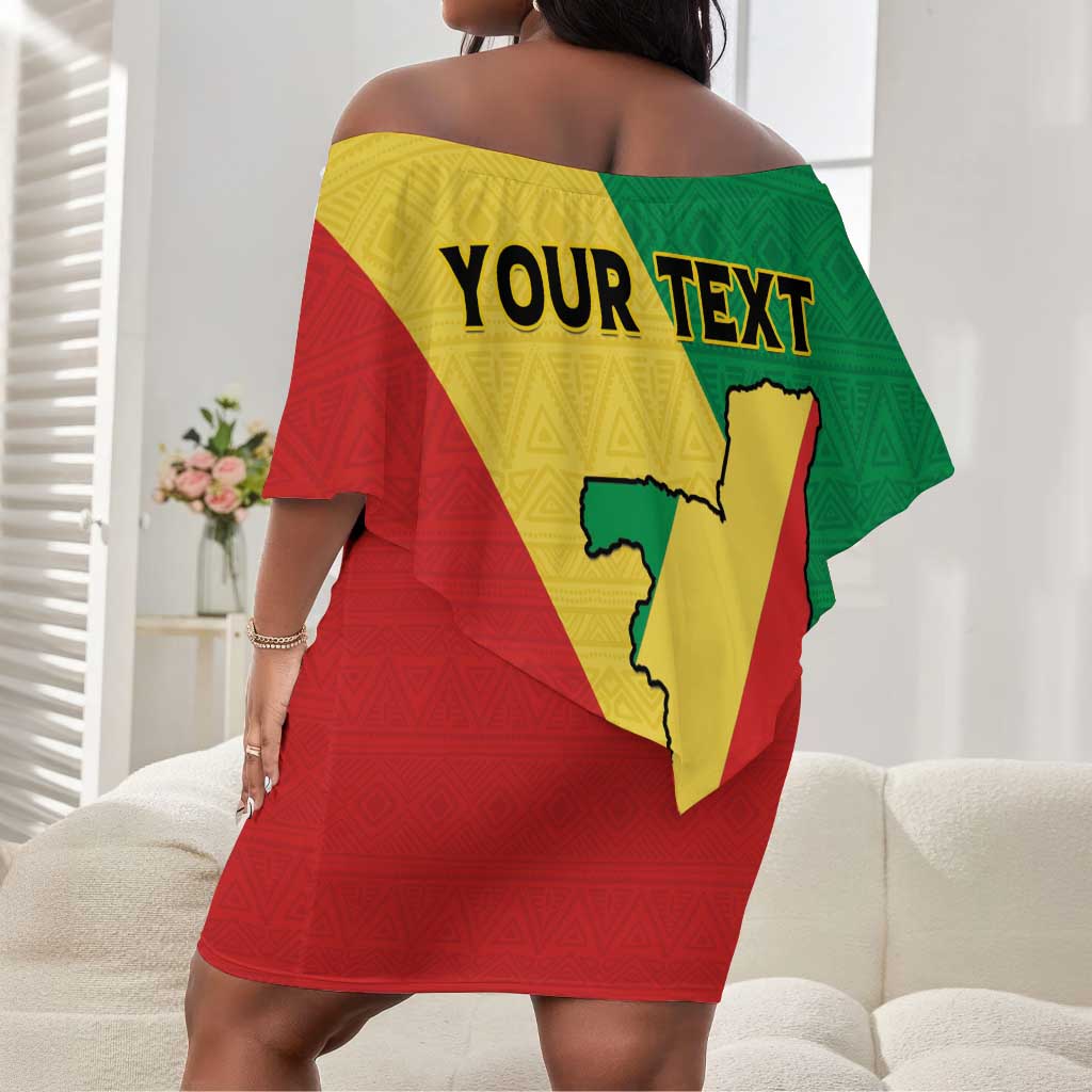 Personalized Republique du Congo Off Shoulder Short Dress Coat Of Arms African Pattern - African Pride