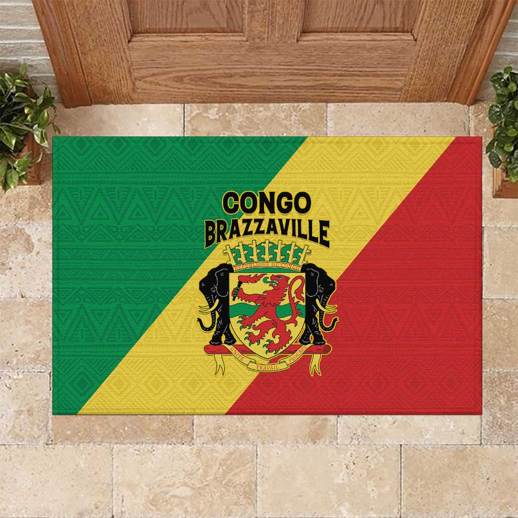 Republique du Congo Rubber Doormat Coat Of Arms African Pattern - African Pride