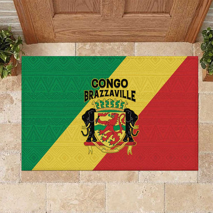 Republique du Congo Rubber Doormat Coat Of Arms African Pattern - African Pride