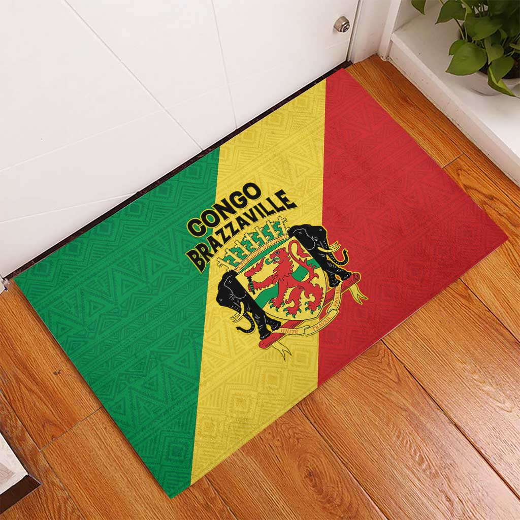 Republique du Congo Rubber Doormat Coat Of Arms African Pattern - African Pride