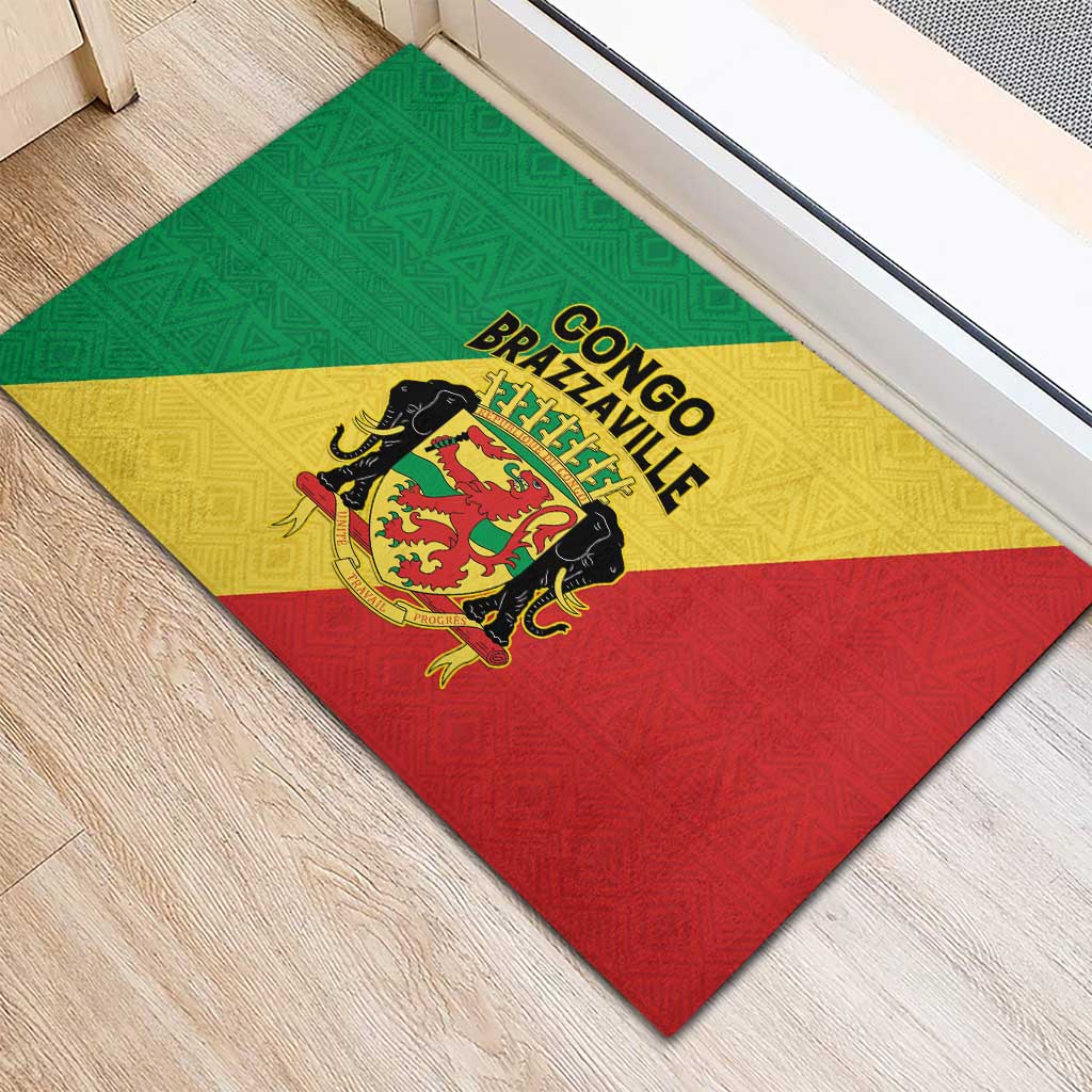 Republique du Congo Rubber Doormat Coat Of Arms African Pattern - African Pride
