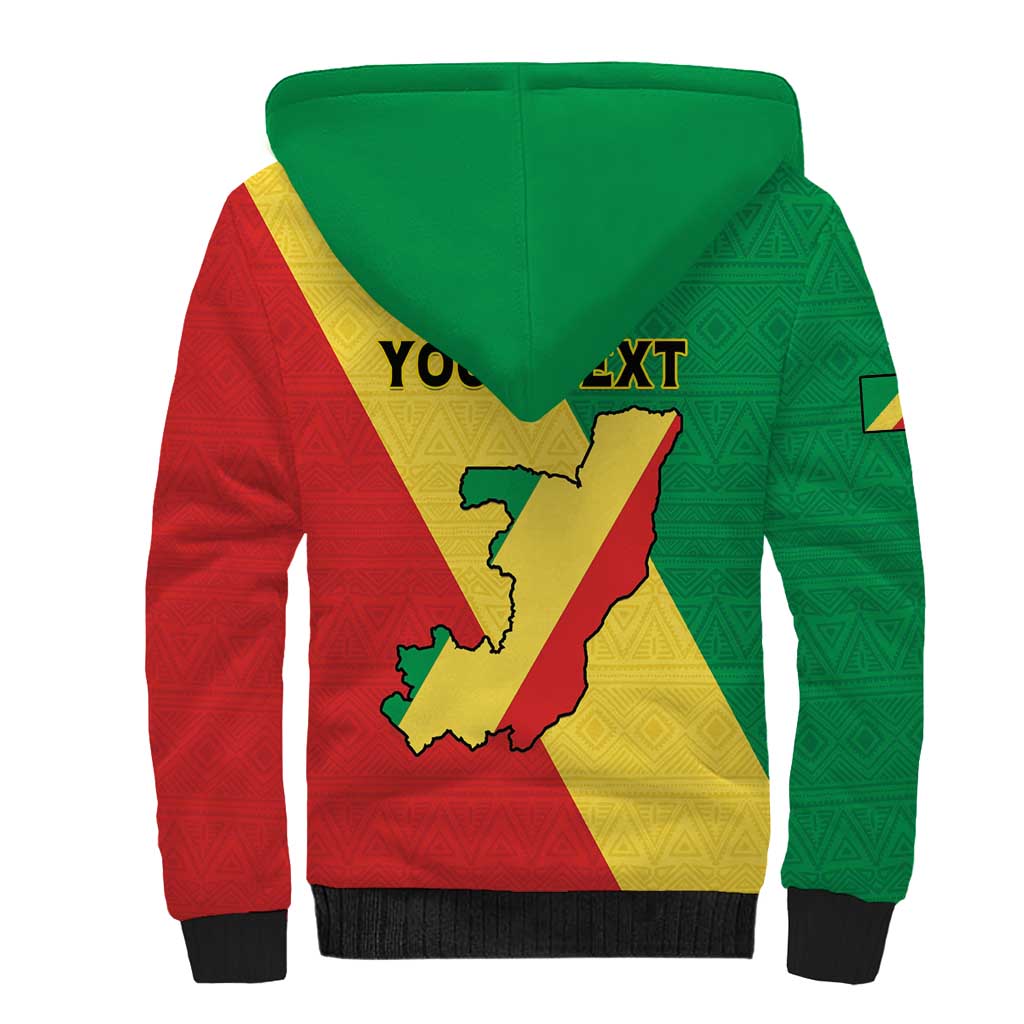 Personalized Republique du Congo Sherpa Hoodie Coat Of Arms African Pattern - African Pride