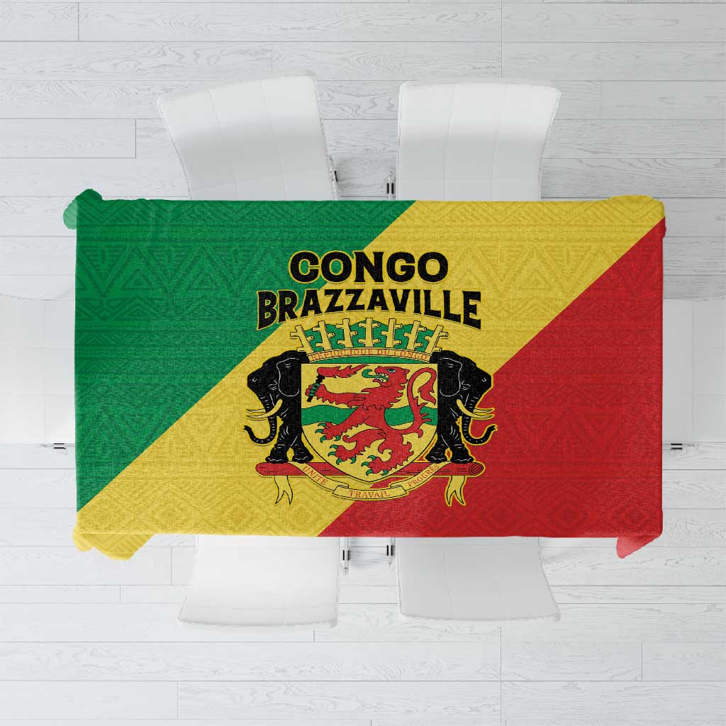 Republique du Congo Tablecloth Coat Of Arms African Pattern - African Pride