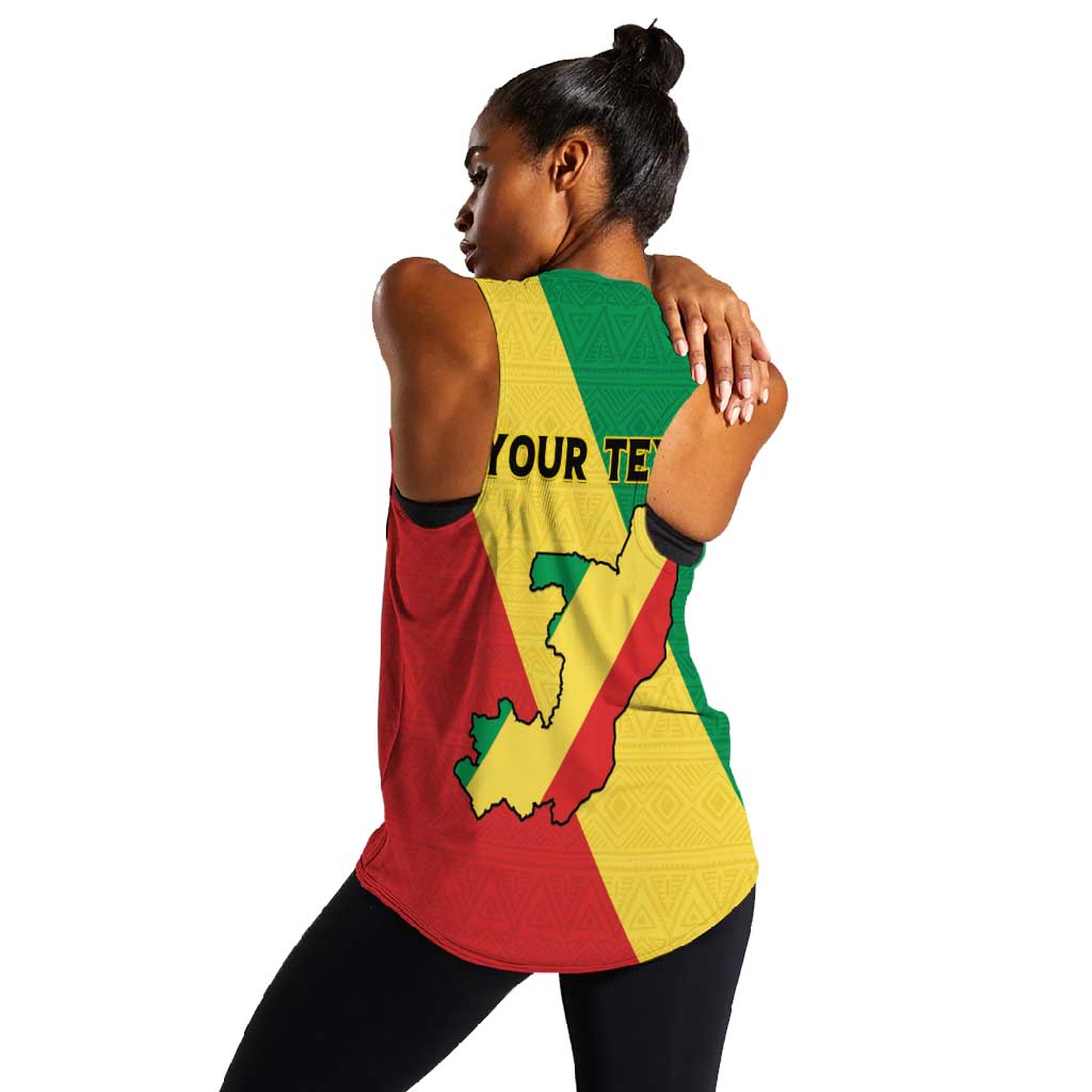 Personalized Republique du Congo Women Racerback Tank Coat Of Arms African Pattern - African Pride
