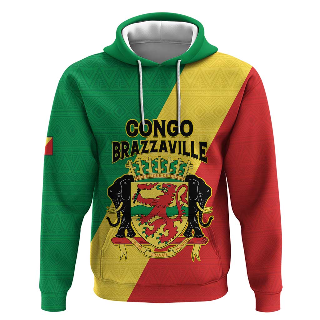 Personalized Republique du Congo Zip Hoodie Coat Of Arms African Pattern - African Pride