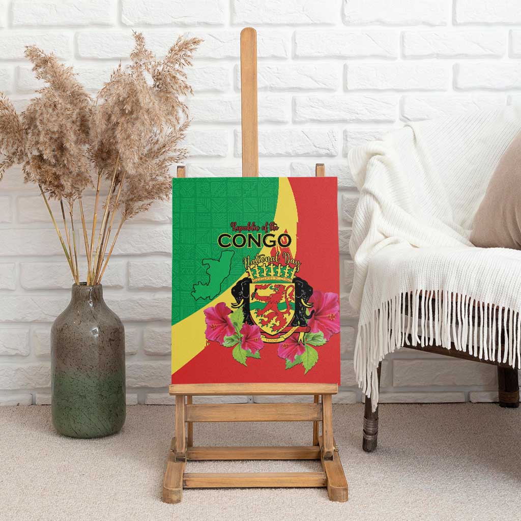 Personalized Congo-Brazzaville National Day Canvas Wall Art Coat Of Arms With Map - African Pride