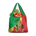 Personalized Congo-Brazzaville National Day Grocery Bag Coat Of Arms With Map - African Pride