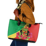 Personalized Congo-Brazzaville National Day Leather Tote Bag Coat Of Arms With Map - African Pride