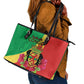 Personalized Congo-Brazzaville National Day Leather Tote Bag Coat Of Arms With Map - African Pride