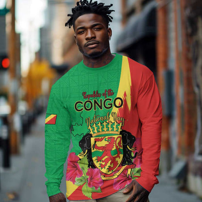 Personalized Congo-Brazzaville National Day Long Sleeve Shirt Coat Of Arms With Map - African Pride
