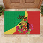 Personalized Congo-Brazzaville National Day Rubber Doormat Coat Of Arms With Map - African Pride