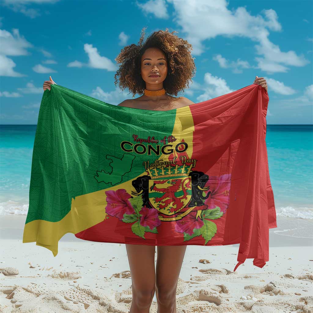 Personalized Congo-Brazzaville National Day Sarong Coat Of Arms With Map - African Pride