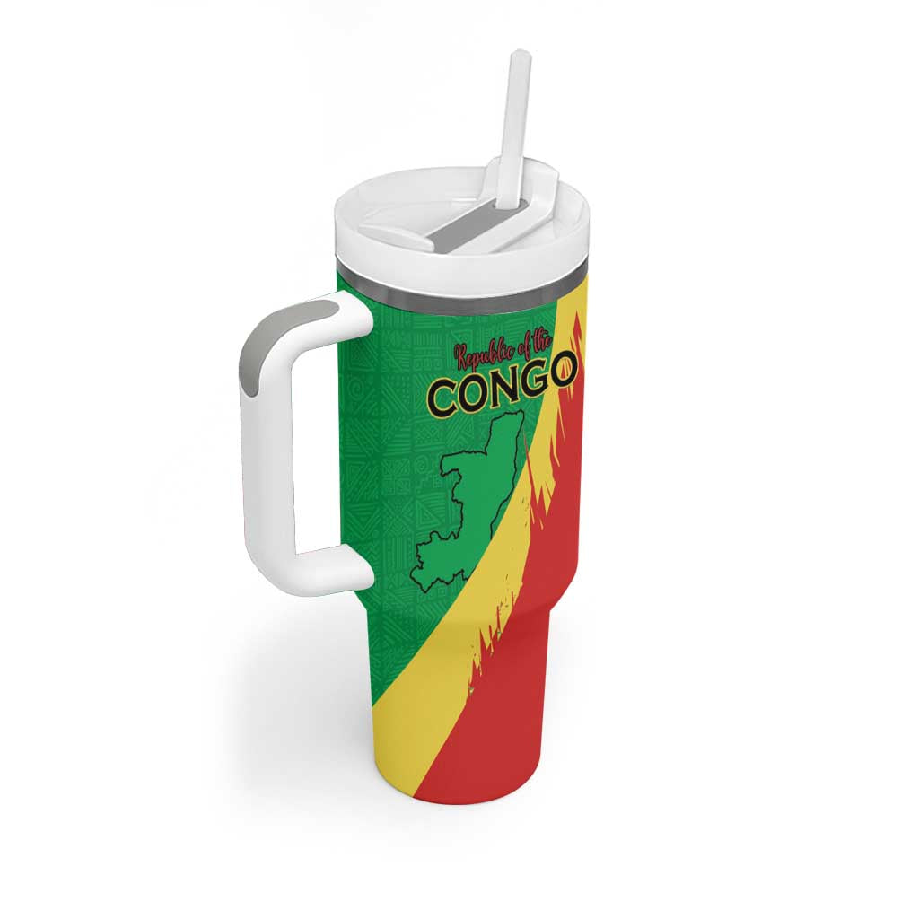 Personalized Congo-Brazzaville National Day Tumbler With Handle Coat Of Arms With Map - African Pride