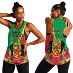 Personalized Congo-Brazzaville National Day Women Racerback Tank Coat Of Arms With Map - African Pride