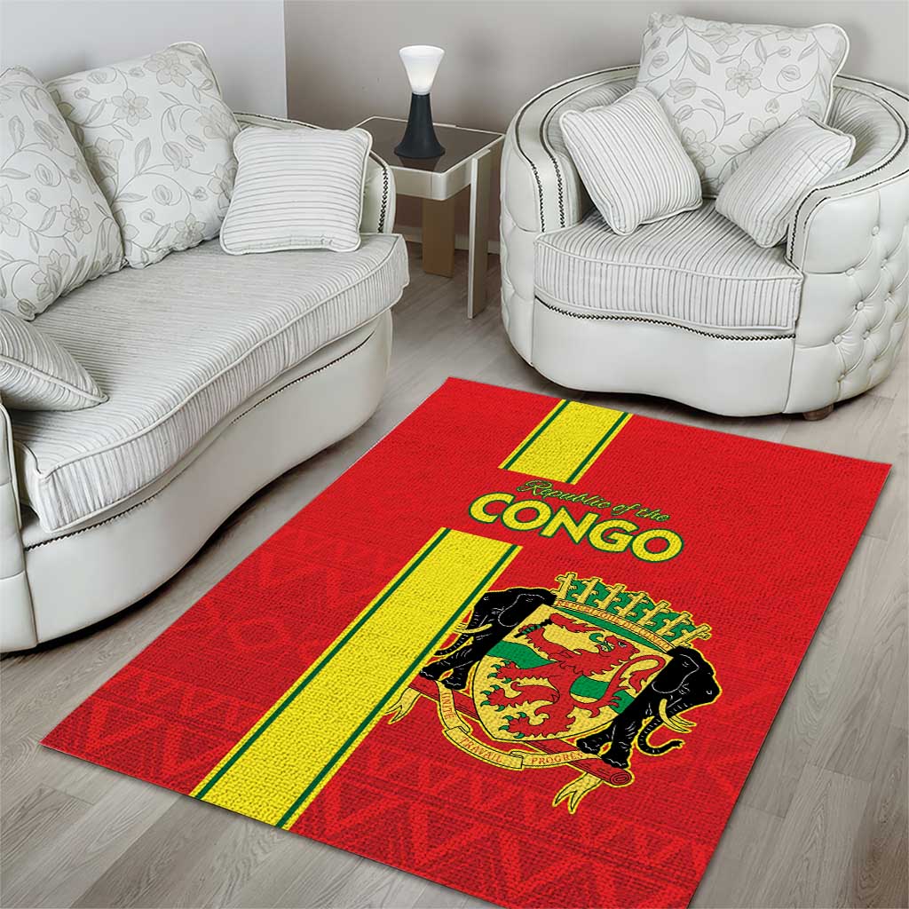 Republique du Congo Football Area Rug Go Ba Diabulu ya Mbwaki Red Color - African Pride