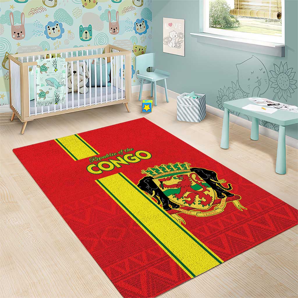 Republique du Congo Football Area Rug Go Ba Diabulu ya Mbwaki Red Color - African Pride