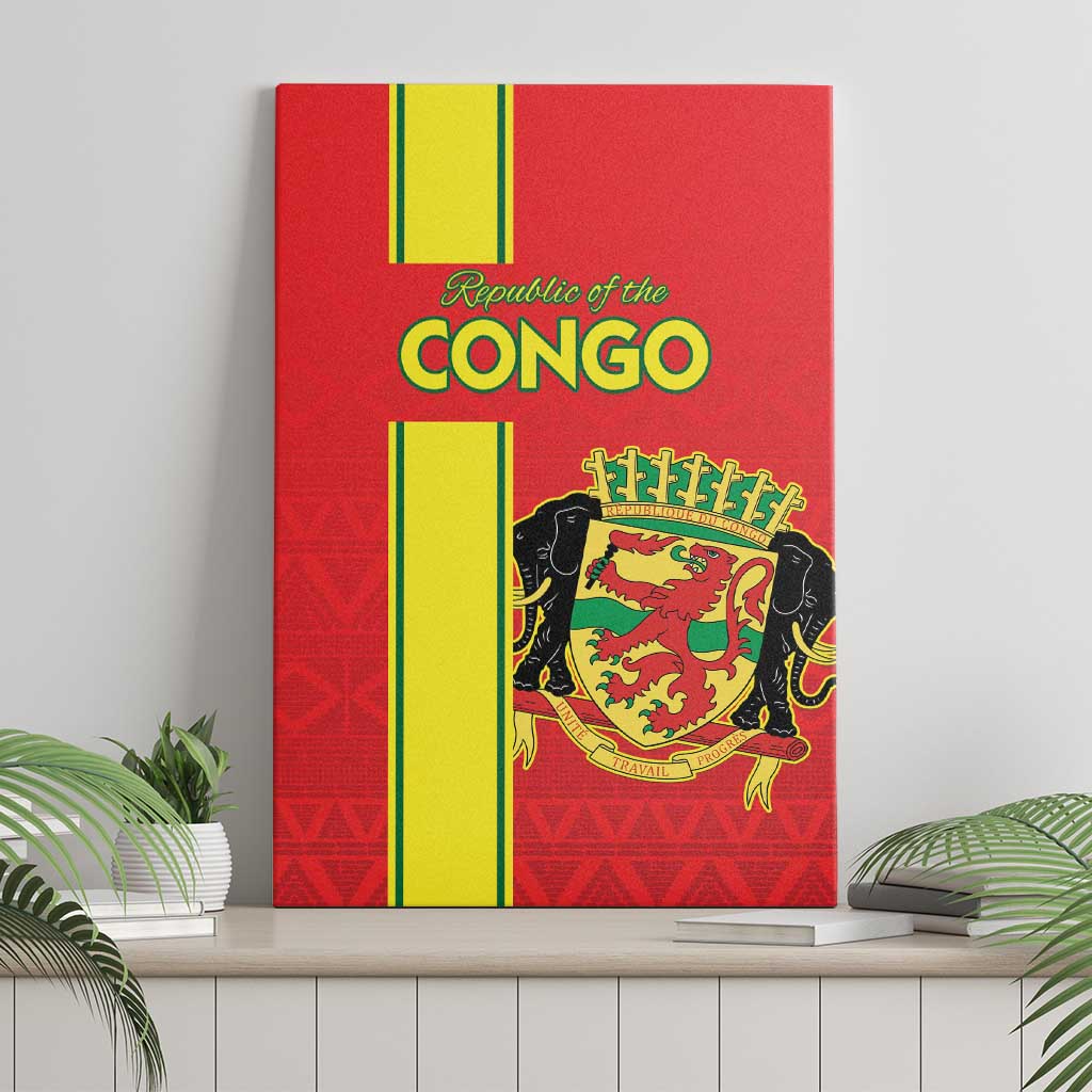 Republique du Congo Football Canvas Wall Art Go Ba Diabulu ya Mbwaki Red Color - African Pride