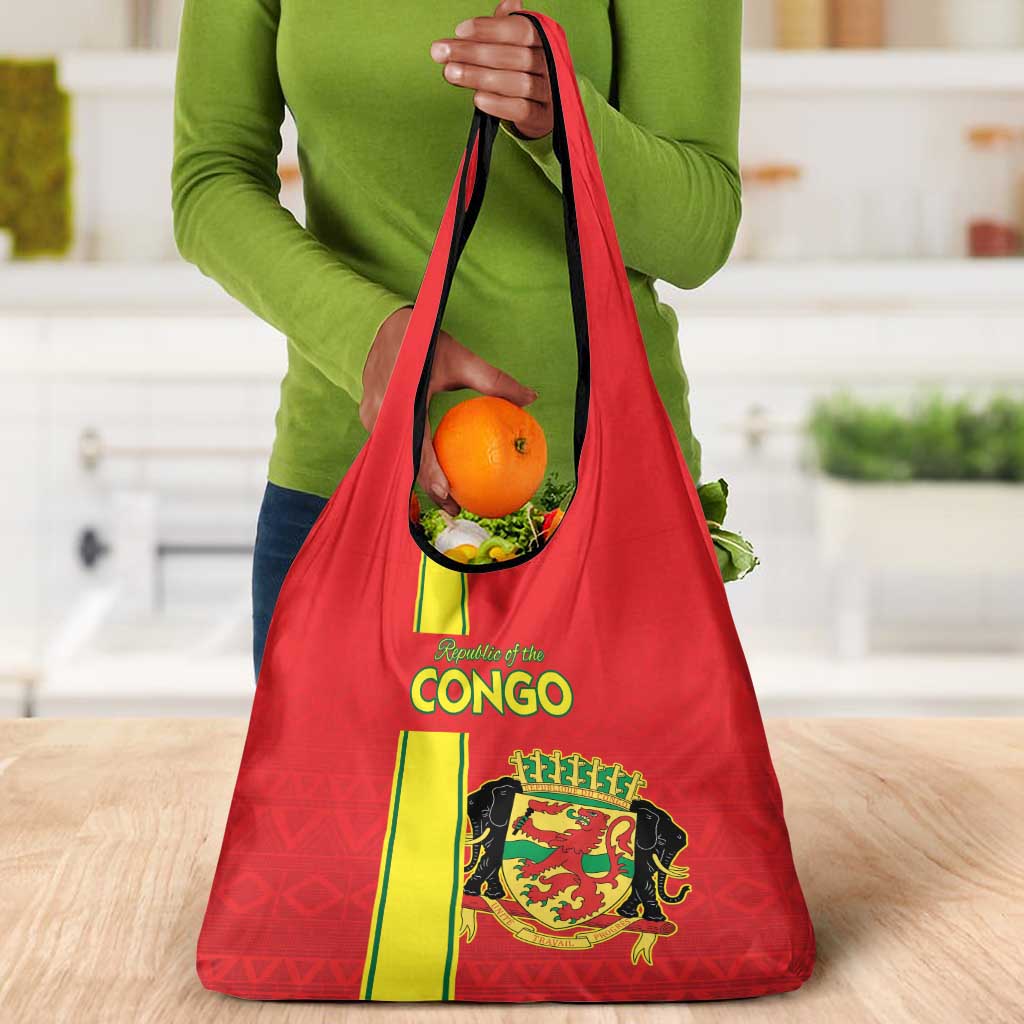 Republique du Congo Football Grocery Bag Go Ba Diabulu ya Mbwaki Red Color - African Pride