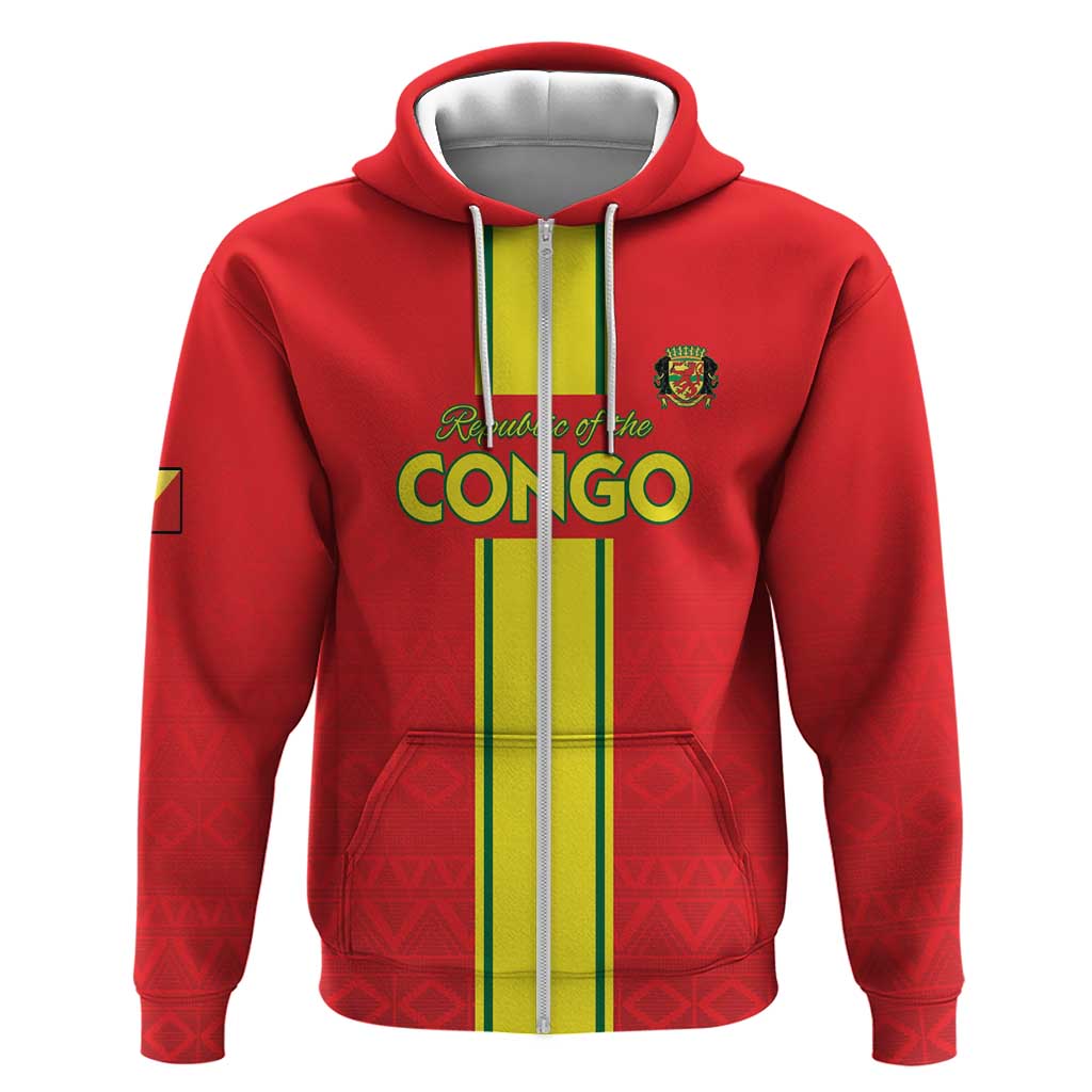 Custom Republique du Congo Football Hoodie Go Ba Diabulu ya Mbwaki Red Color - African Pride