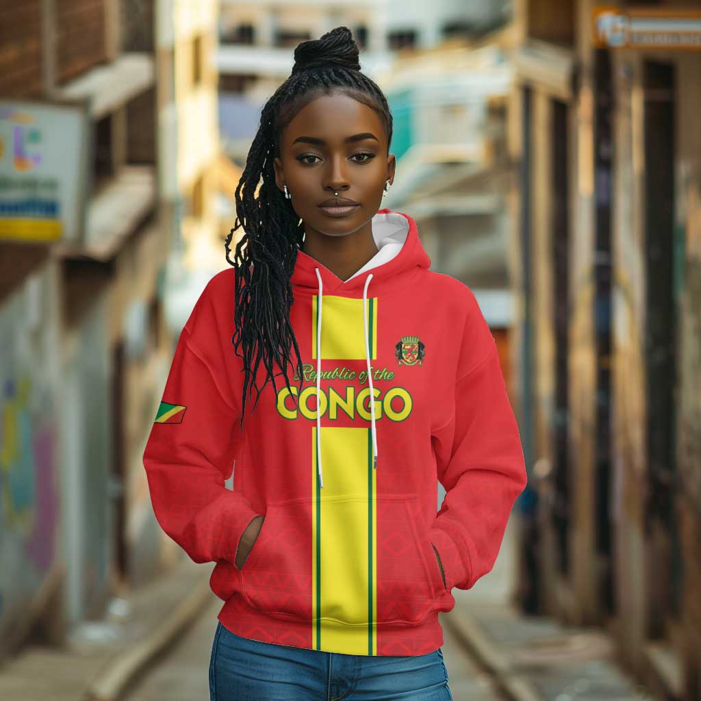 Custom Republique du Congo Football Hoodie Go Ba Diabulu ya Mbwaki Red Color - African Pride