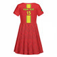 Custom Republique du Congo Football Kid Short Sleeve Dress Go Ba Diabulu ya Mbwaki Red Color - African Pride