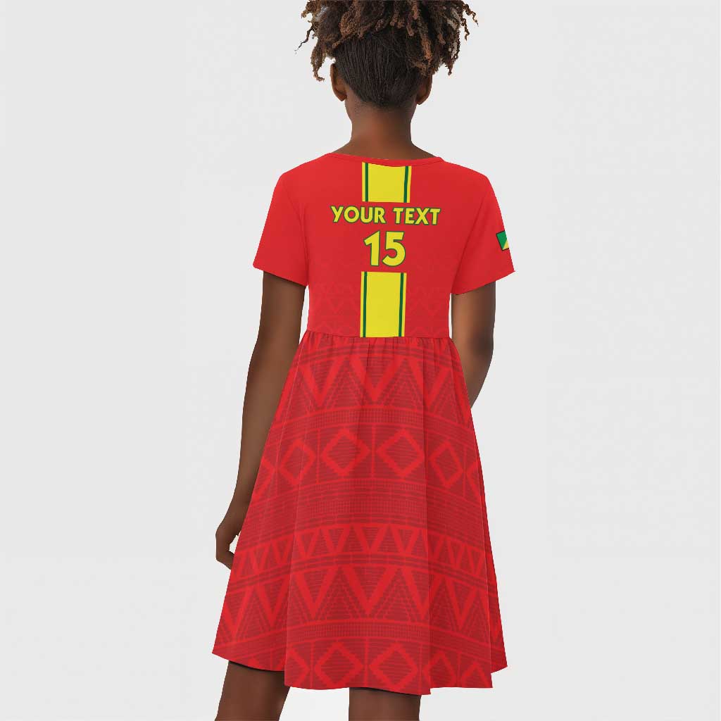 Custom Republique du Congo Football Kid Short Sleeve Dress Go Ba Diabulu ya Mbwaki Red Color - African Pride