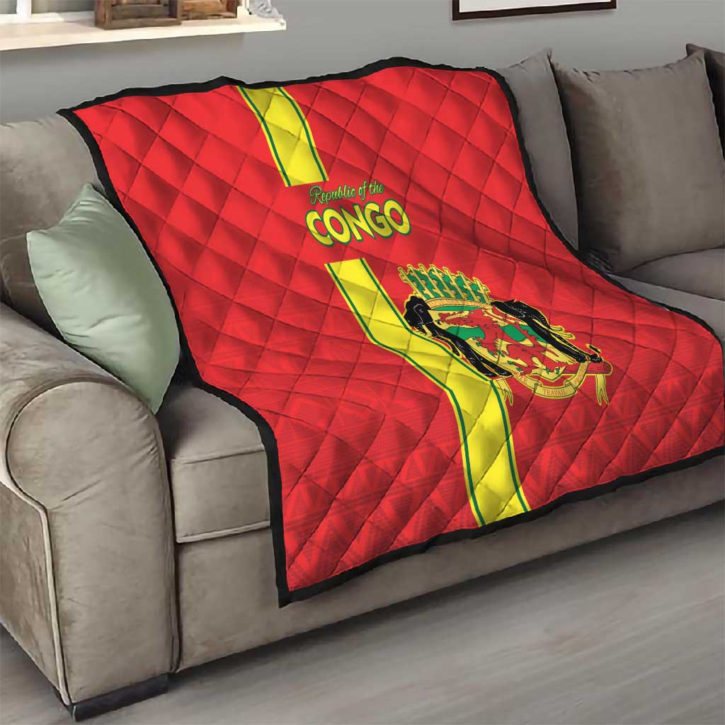 Republique du Congo Football Quilt Go Ba Diabulu ya Mbwaki Red Color - African Pride