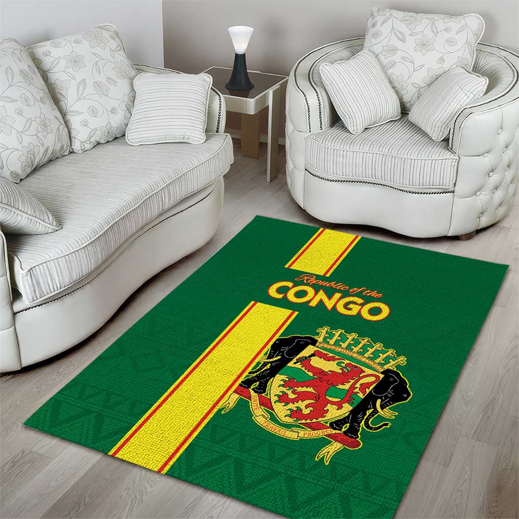 Republique du Congo Football Area Rug Go Ba Diabulu ya Mbwaki Green Color - African Pride
