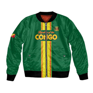Custom Republique du Congo Football Bomber Jacket Go Ba Diabulu ya Mbwaki Green Color - African Pride