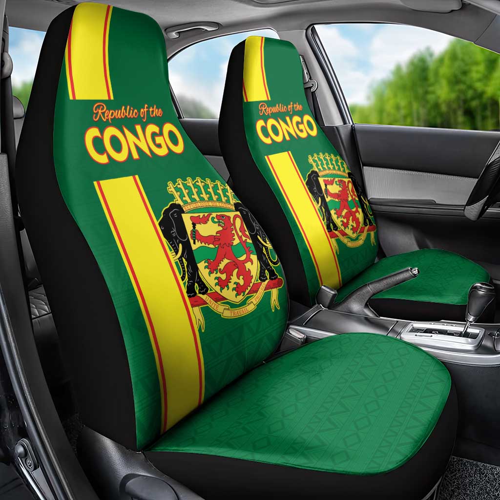 Republique du Congo Football Car Seat Cover Go Ba Diabulu ya Mbwaki Green Color - African Pride