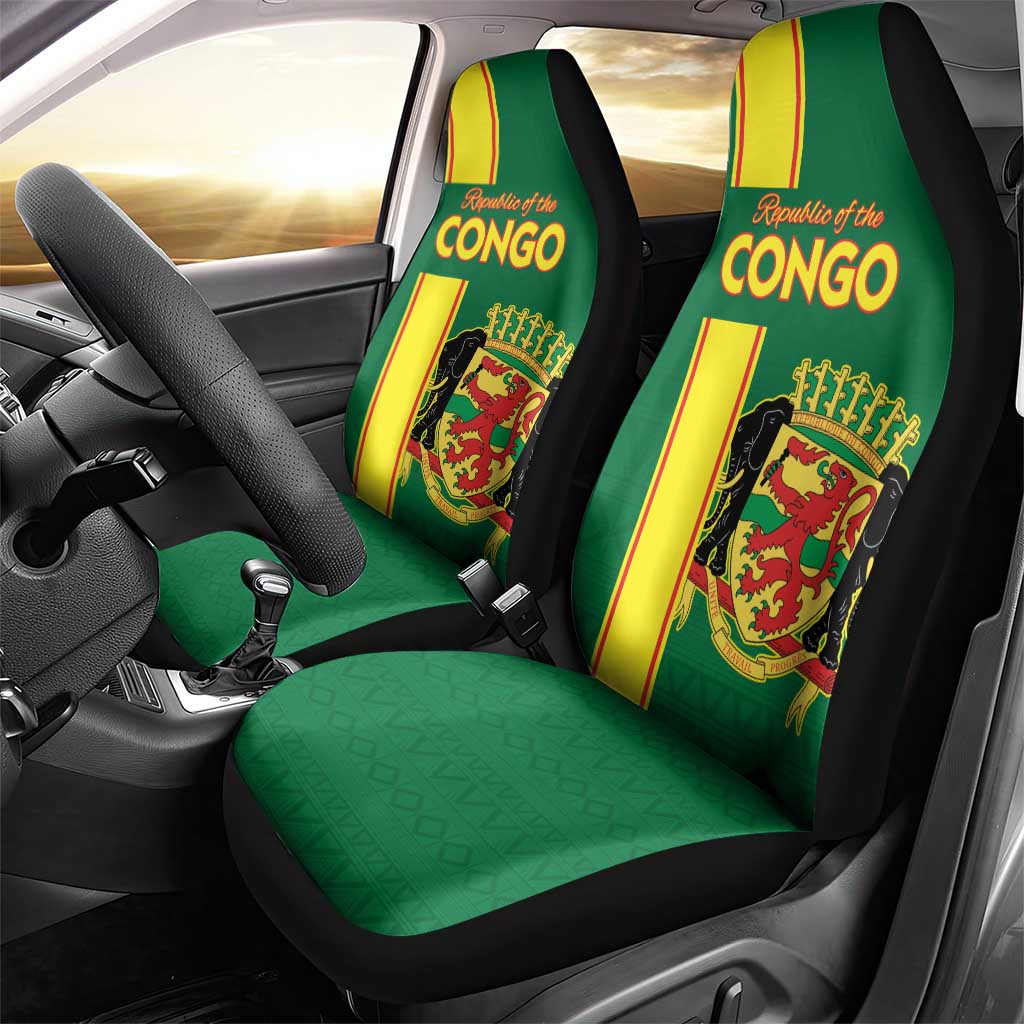 Republique du Congo Football Car Seat Cover Go Ba Diabulu ya Mbwaki Green Color - African Pride