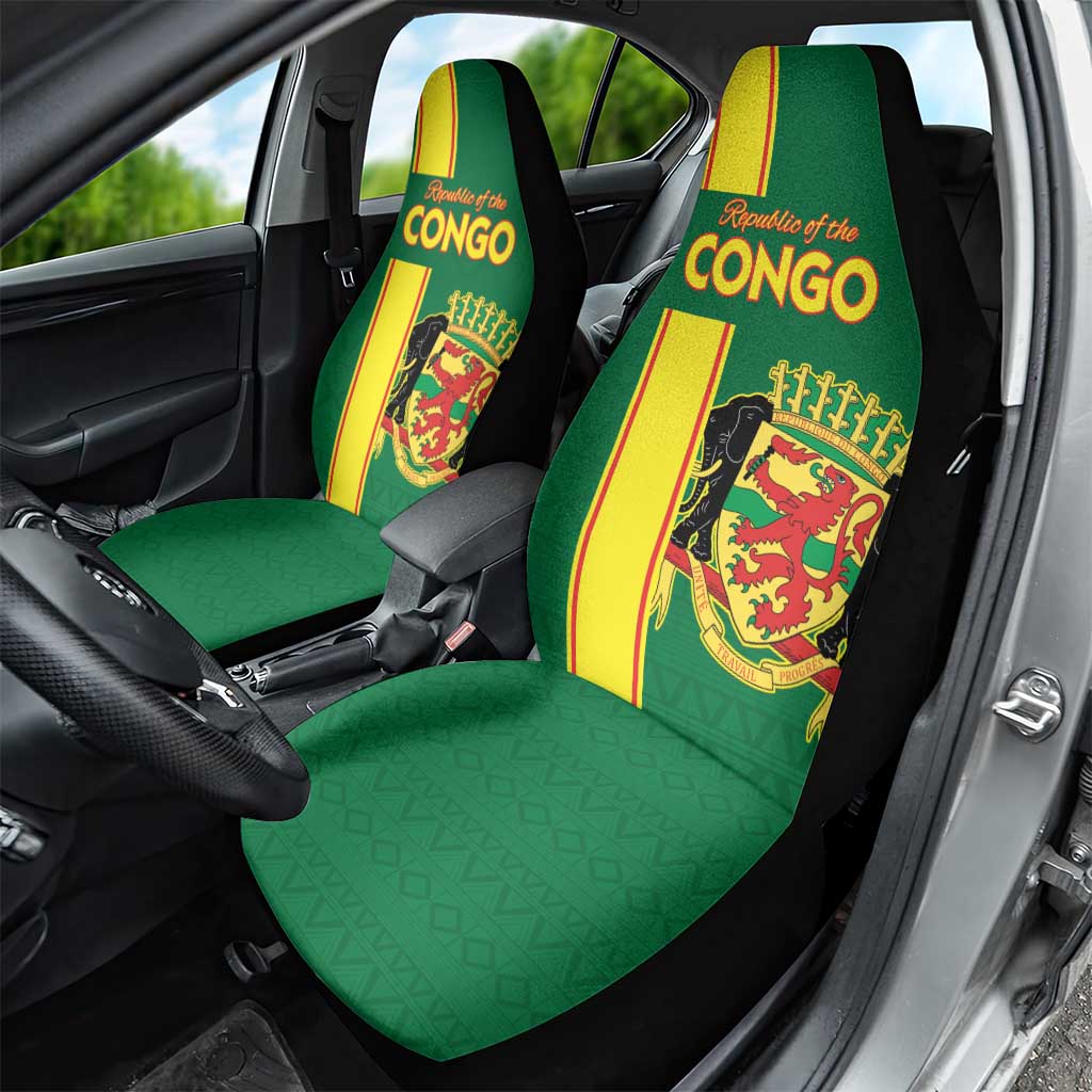 Republique du Congo Football Car Seat Cover Go Ba Diabulu ya Mbwaki Green Color - African Pride