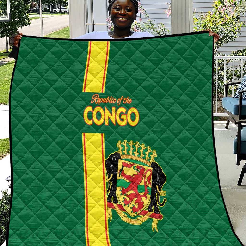 Republique du Congo Football Quilt Go Ba Diabulu ya Mbwaki Green Color - African Pride