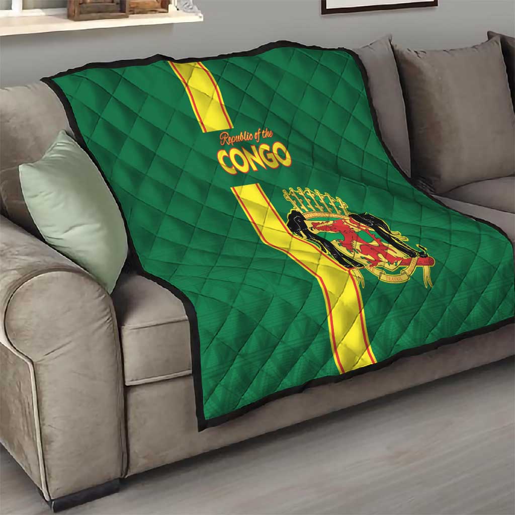 Republique du Congo Football Quilt Go Ba Diabulu ya Mbwaki Green Color - African Pride