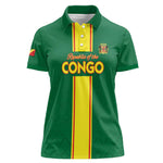Custom Republique du Congo Football Women Polo Shirt Go Ba Diabulu ya Mbwaki Green Color - African Pride